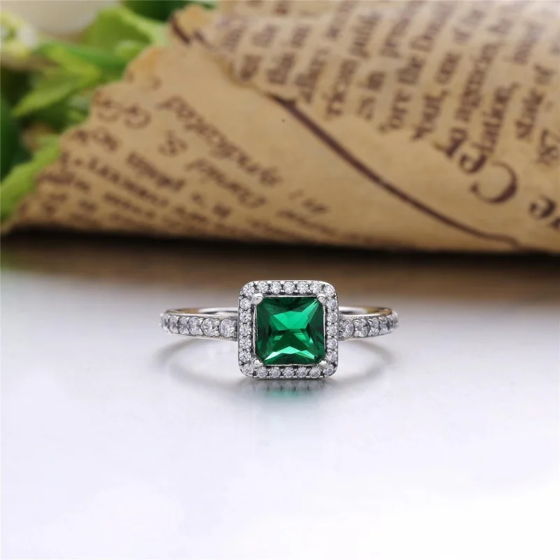 (image for) PANDORA Timeless Elegance Ring, Green & Clear CZ - 190947GCZ - View 2