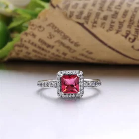 PANDORA Timeless Elegance Ring, Synthetic Ruby & Clear CZ - 190947SRU PANDORA Timeless Elegance Ring, Synthetic Ruby & Clear CZ - 190947SRU