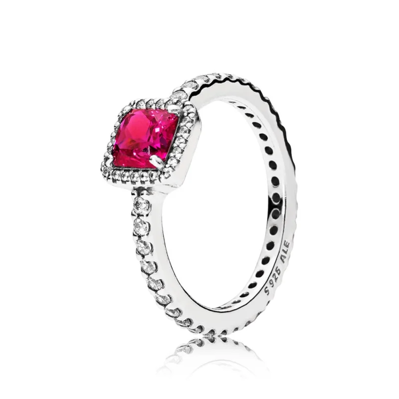 (image for) PANDORA Timeless Elegance Ring, Synthetic Ruby & Clear CZ - 190947SRU - Product Image