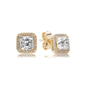 (image for) PANDORA Timeless Elegance Stud Earrings, 14K Gold & Clear CZ - 250327CZ
