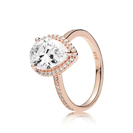 Radiant Teardrop Ring, PANDORA Rose™ & Clear CZ - 186251CZ