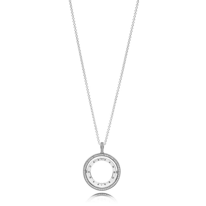 (image for) Spinning Hearts of PANDORA Necklace, Clear CZ - 397410CZ - View 2