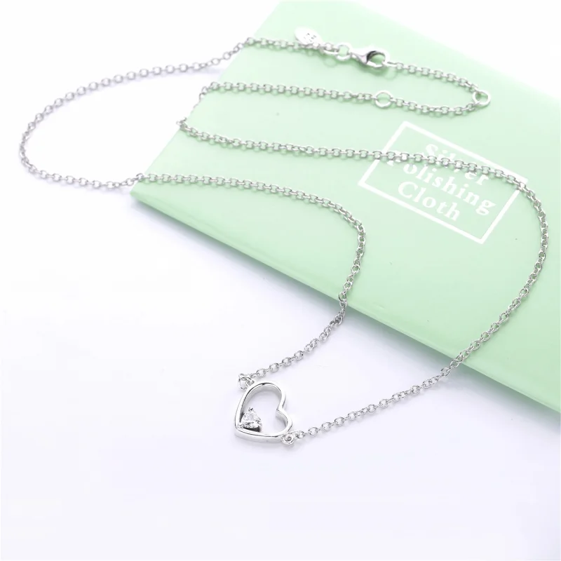 (image for) PANDORA Asymmetric Heart of Love Necklace - 397797CZ - View 5