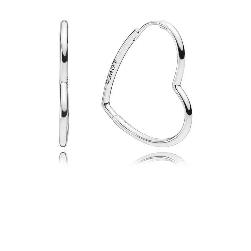 (image for) PANDORA Asymmetric Hearts of Love Hoop Earrings - 297822 - Product Image