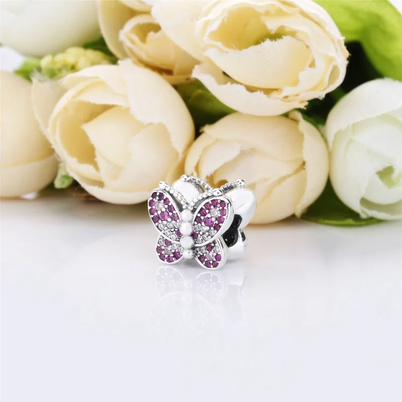 (image for) PANDORA Dazzling Pink Butterfly Charm - 797882NCCMX - View 3