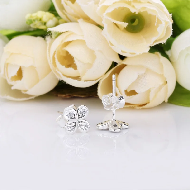 (image for) PANDORA Four-Petal Flower Stud Earrings - 297968CZ - View 4