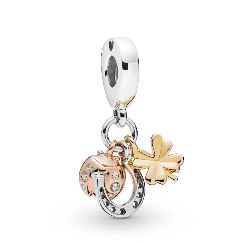 (image for) PANDORA Horseshoe, Clover & Ladybird Dangle Charm - 797852CZ - Product Image