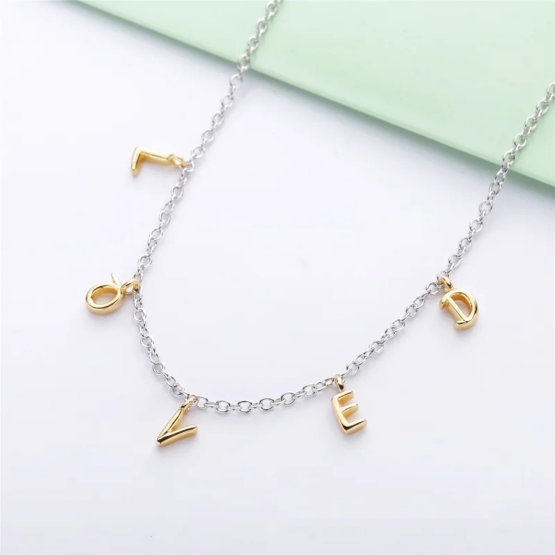 (image for) PANDORA Loved Script Necklace in Two-Tone - 367818 - View 2