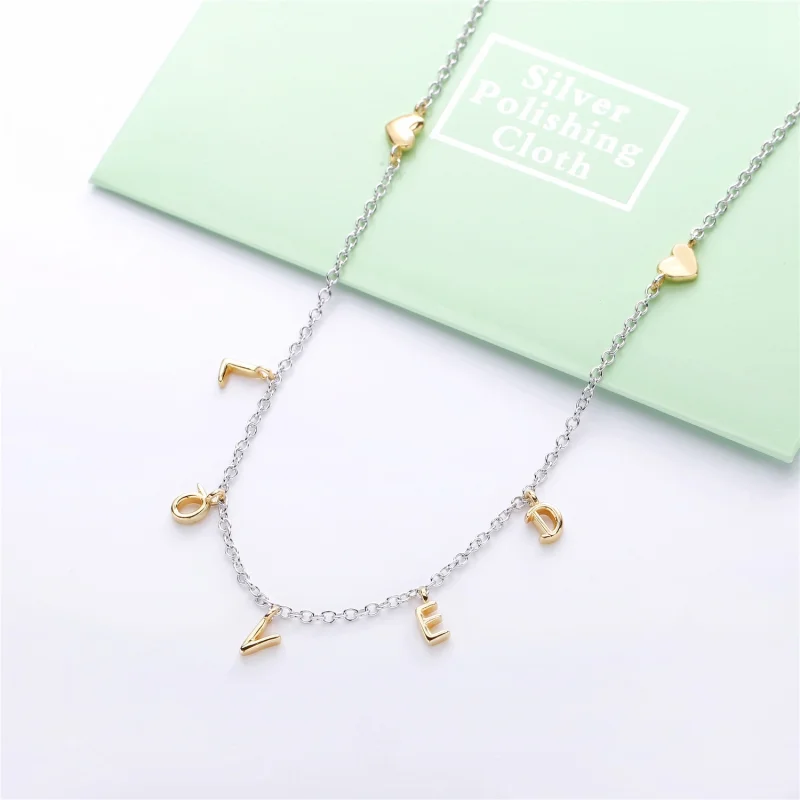 (image for) PANDORA Loved Script Necklace in Two-Tone - 367818 - View 4