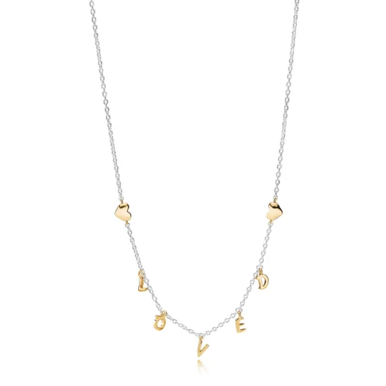 (image for) PANDORA Loved Script Necklace in Two-Tone - 367818