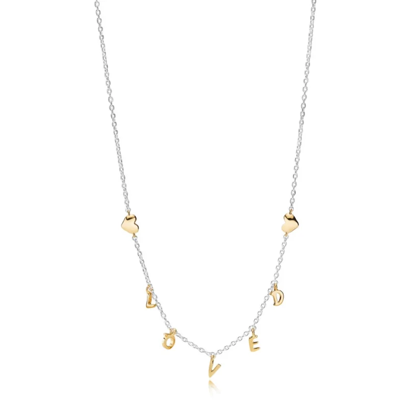 (image for) PANDORA Loved Script Necklace in Two-Tone - 367818 - Product Image