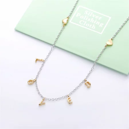 PANDORA Loved Script Necklace in Two-Tone - 367818