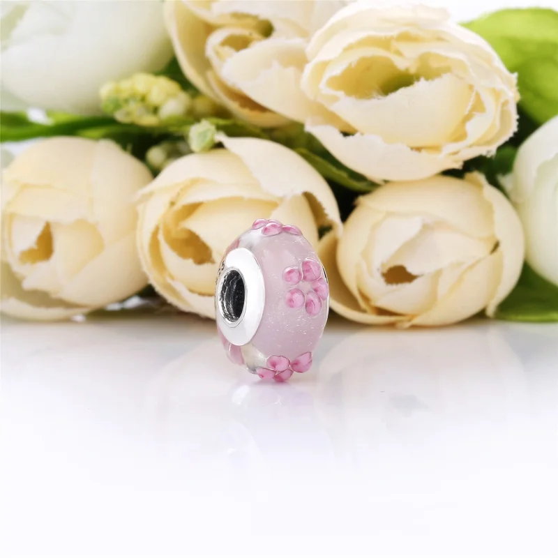 (image for) PANDORA Pink Flower Glass Charm - 797901 - View 2