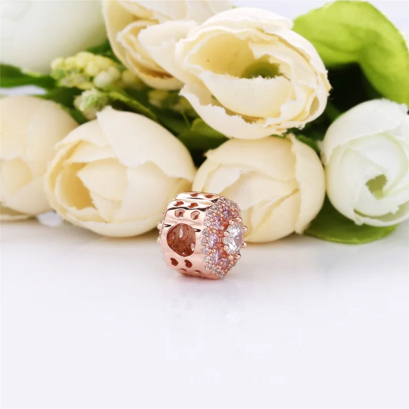 (image for) PANDORA Pink Sparkle Flower Charm - 787851NPM - View 3