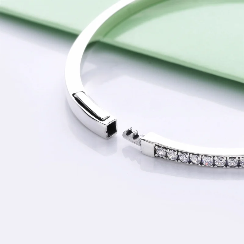 (image for) PANDORA Shimmering Wish Bangle in Sterling Silver - 597837CZ - View 4