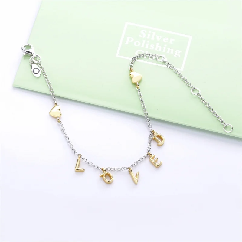 (image for) PANDORA Two-Tone Loved Script Bracelet - 567804 - View 2