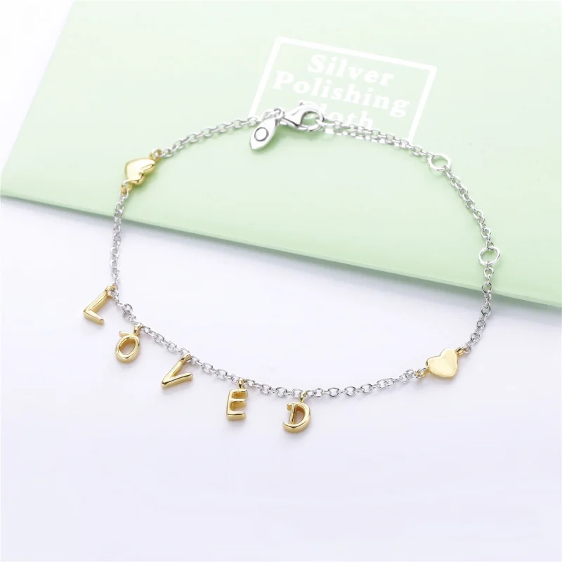 (image for) PANDORA Two-Tone Loved Script Bracelet - 567804 - View 4