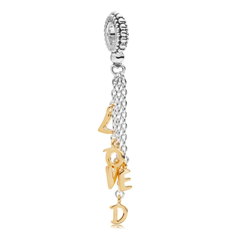 (image for) PANDORA Two-Tone Loved Script Dangle Charm - 767831 - Product Image