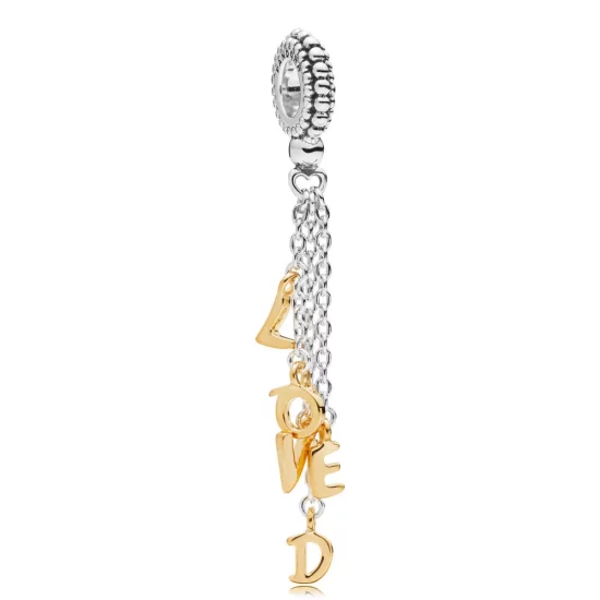 PANDORA Two-Tone Loved Script Dangle Charm - 767831