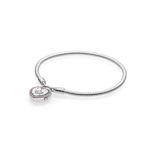 (image for) PANDORA MOMENTS Smooth Bracelet with Lock Your Promise Clasp - 596586fpc