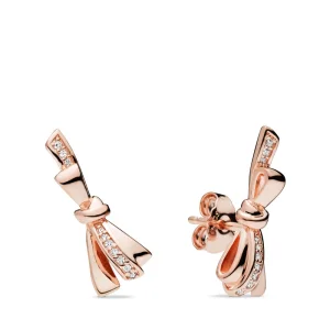 (image for) Bow PANDORA Rose stud earrings with clear cubic zirconia - 287234CZ