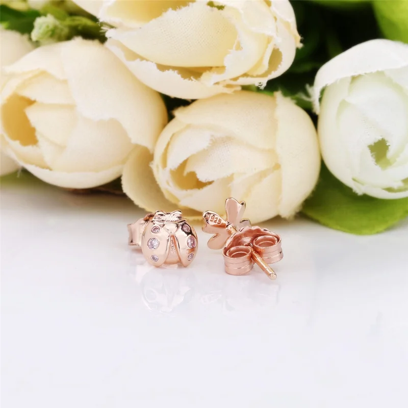 (image for) Four-Leaf Clover & Ladybird Earrings, Pandora Rose™ - 287960NPO - View 3