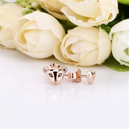 Lion Princess & Heart Stud Earrings, Pandora Rose™ - 288022EN16