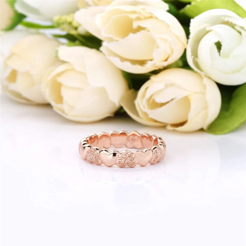 (image for) Matte Brilliance Hearts Ring, Pandora Rose™ - 187950 - View 4