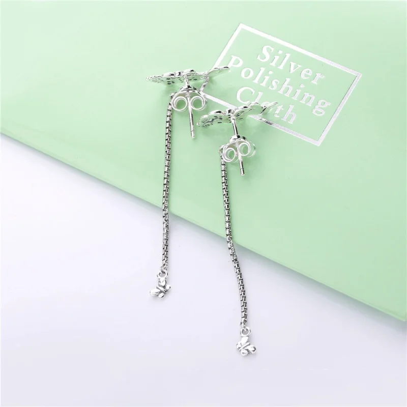 (image for) PANDORA Bedazzling Butterflies Stud Earrings - 297964CZ - View 3