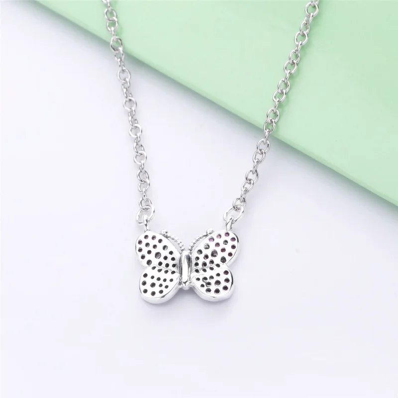 (image for) PANDORA Dazzling Pink Butterfly Necklace - 397931NCCMX-50 - View 3