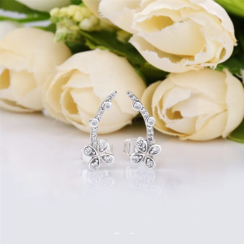 (image for) PANDORA Draped Four-Petal Flower Earrings - 297936CZ - View 2