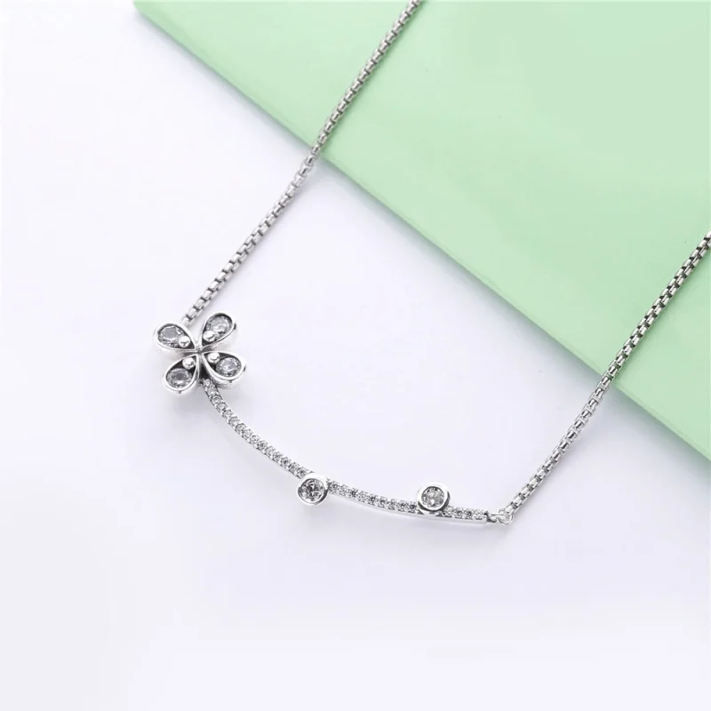 (image for) PANDORA Four-Petal Flower Necklace - 397956CZ - View 3