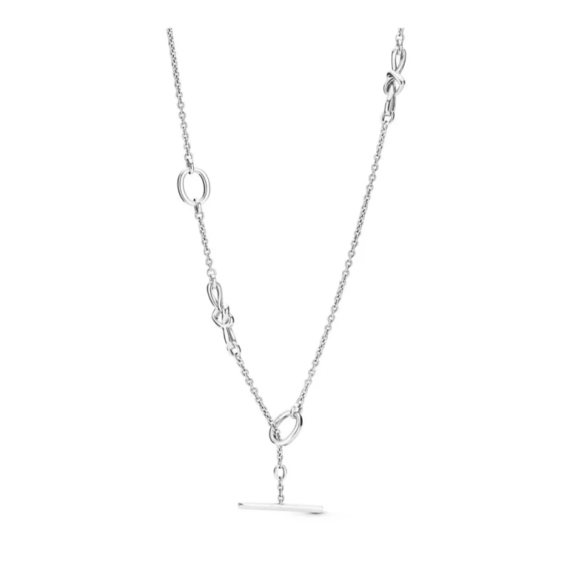 (image for) PANDORA Knotted Heart T-Bar Necklace - 398080 - Product Image