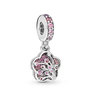 (image for) PANDORA Pavé Peach Blossom Flower Dangle Charm - 798112NCCMX