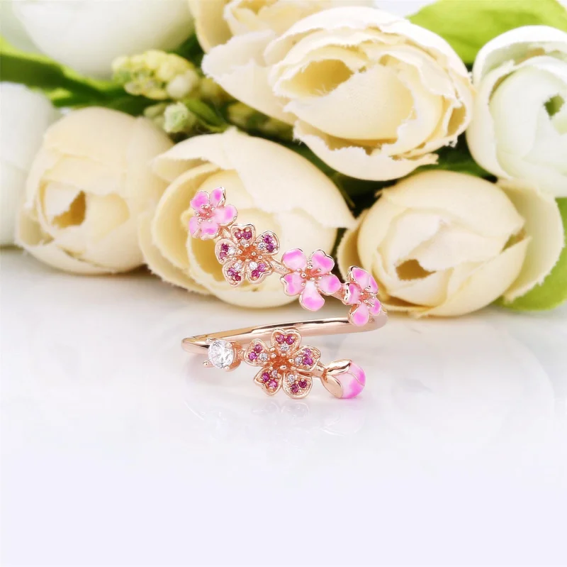 (image for) PANDORA Peach Blossom Flower Branch Ring - 188088NCCMX - View 4