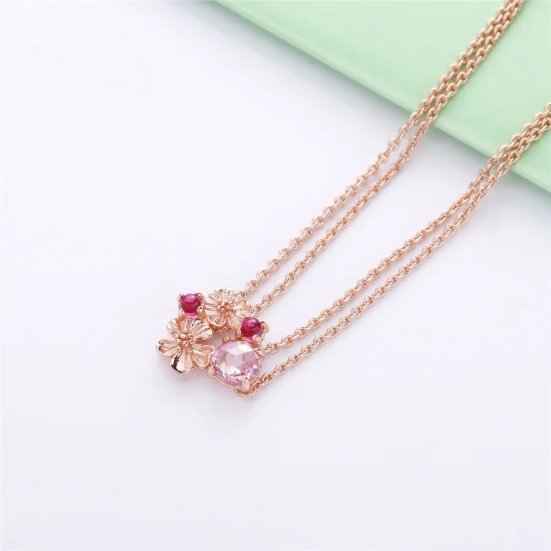 (image for) PANDORA Peach Blossom Flower Necklace - 388101NCC - View 2