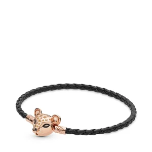 (image for) Sparkling Lion Princess, Woven Leather Bracelet, Pandora Rose™ - 588053CBK-S