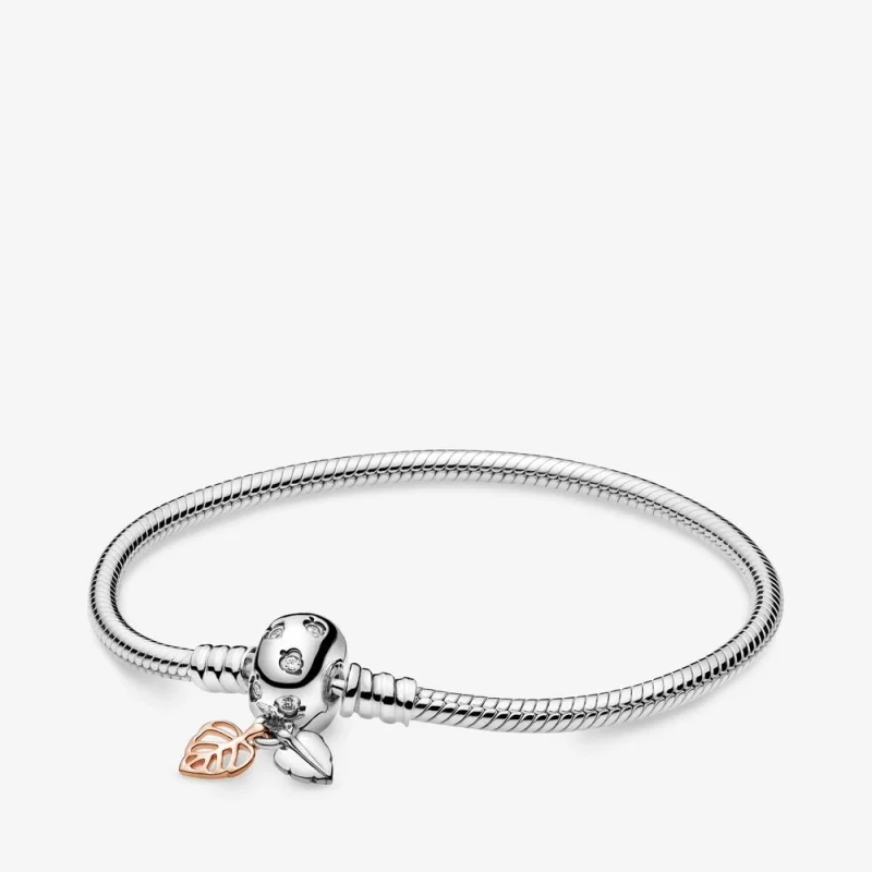 (image for) Pandora Moments Leaves Clasp Snake Chain Bracelet - 588333CZ - Product Image