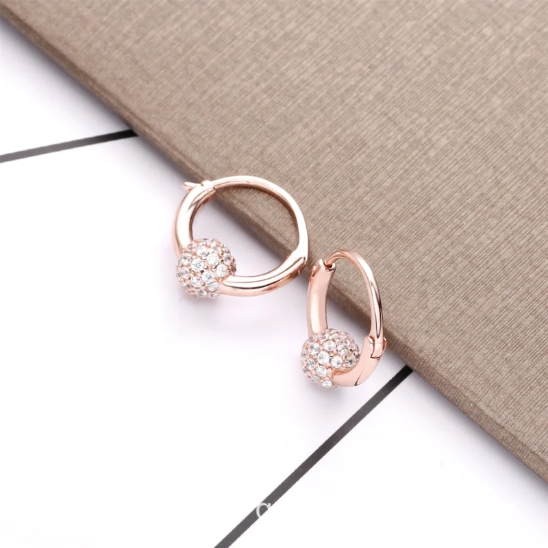 (image for) PANDORA Pave Bead Hoop Earrings - 288294CZ - View 4