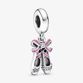 PANDORA Pink Ballerina Shoes Dangle Charm - 798339CZ PANDORA Pink Ballerina Shoes Dangle Charm - 798339CZ