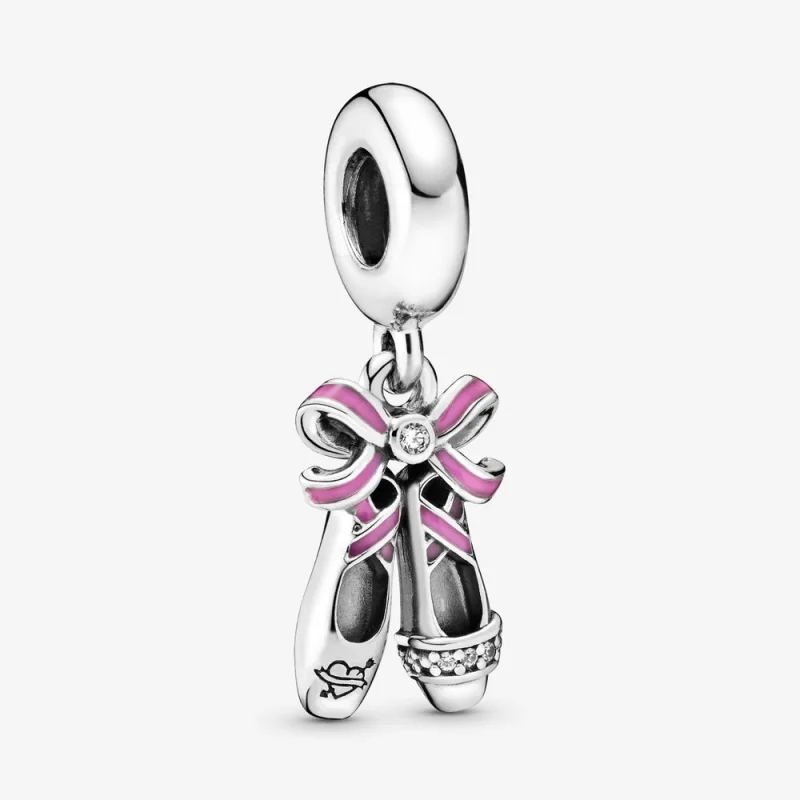(image for) PANDORA Pink Ballerina Shoes Dangle Charm - 798339CZ - Product Image
