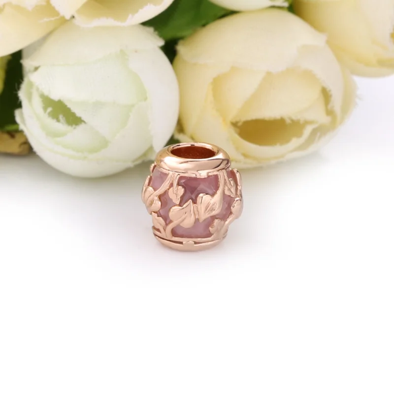 (image for) PANDORA Pink Decorative Leaves Charm - 788238SSP - View 3