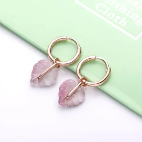 PANDORA Pink Murano Glass Leaf Hoop Earrings - 288317PMU