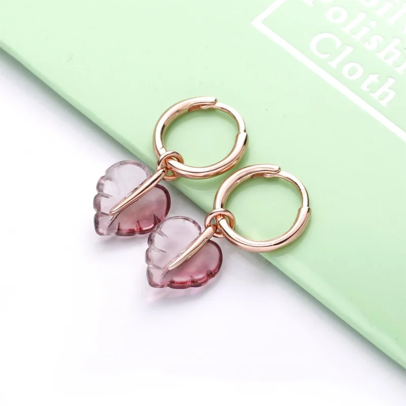 (image for) PANDORA Pink Murano Glass Leaf Hoop Earrings - 288317PMU - View 3