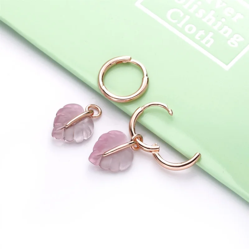 (image for) PANDORA Pink Murano Glass Leaf Hoop Earrings - 288317PMU - View 4