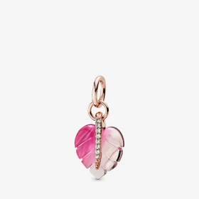 PANDORA Pink Murano Glass Leaf Pendant - 388258PMU PANDORA Pink Murano Glass Leaf Pendant - 388258PMU