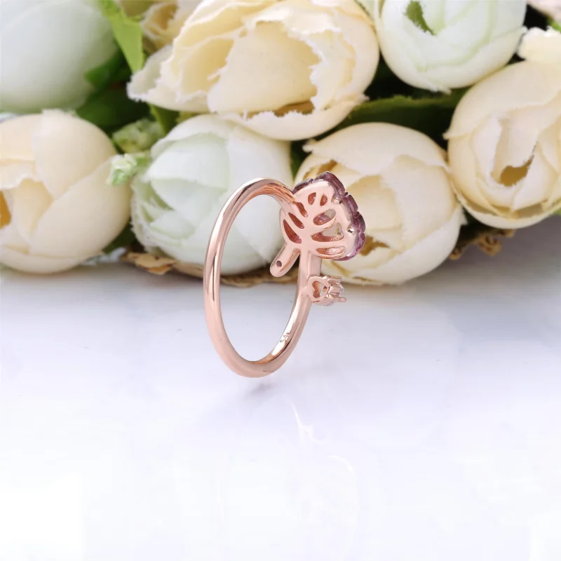 (image for) PANDORA Pink Murano Glass Leaf Ring - 188319PMU - View 3