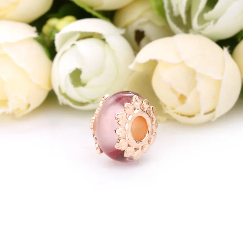 (image for) PANDORA Pink Murano Glass Leaves Charm - 788244 - View 2