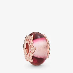 (image for) PANDORA Pink Murano Glass Leaves Charm - 788244