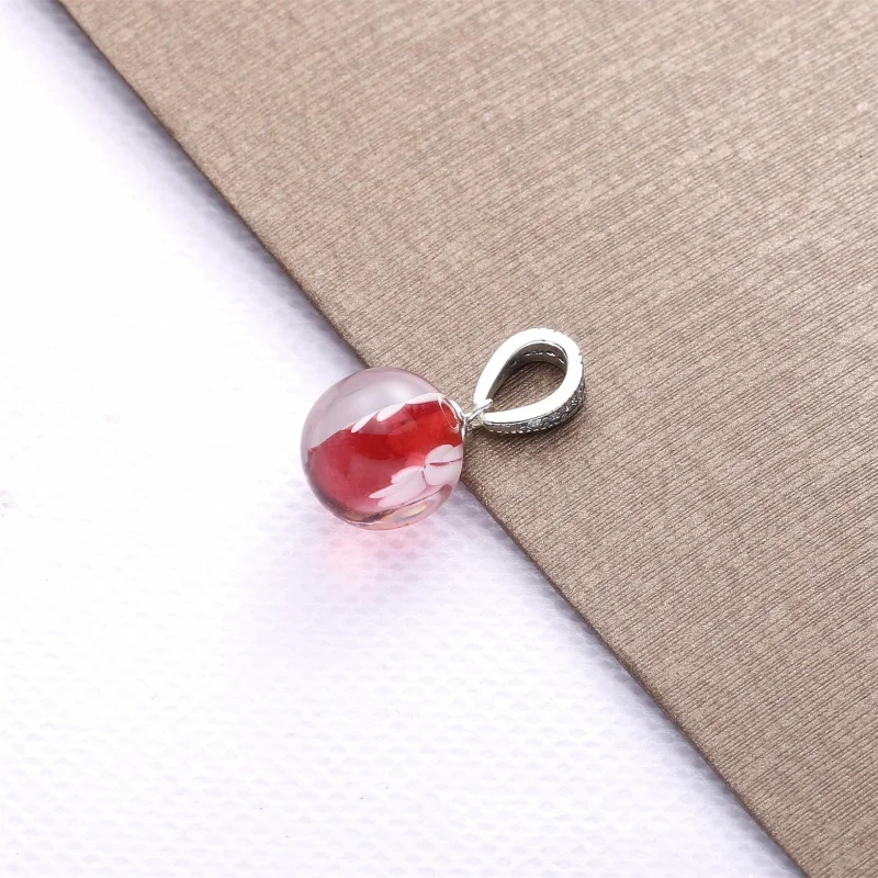 (image for) PANDORA Pink Peach Blossom Flower Murano Glass Dangle Charm - 798082CZ - View 4